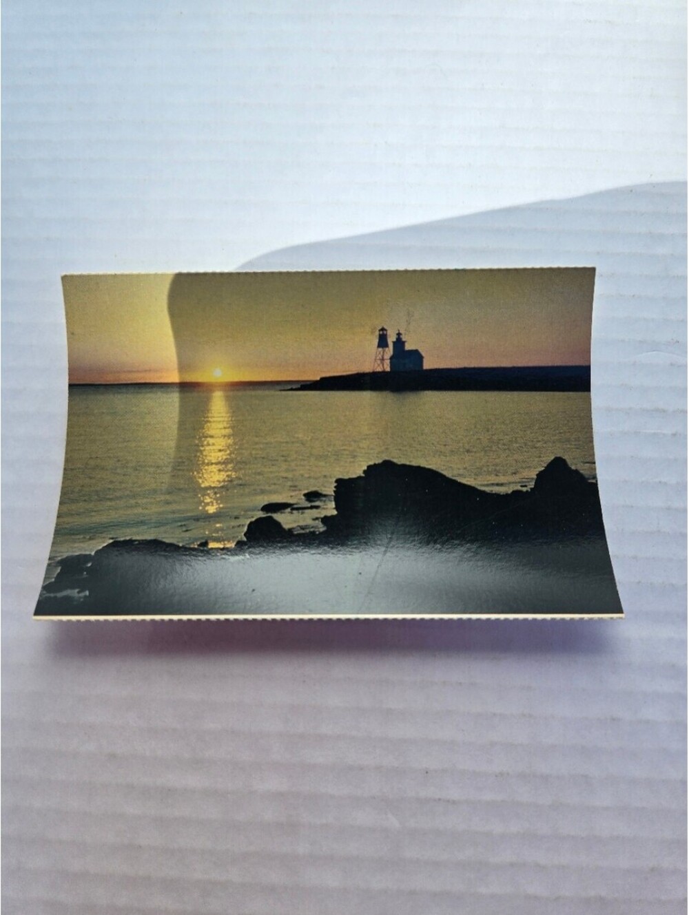 Vintage Canadian Lighthouse Sunset Postcard Lake Wilson Dryden Ontario